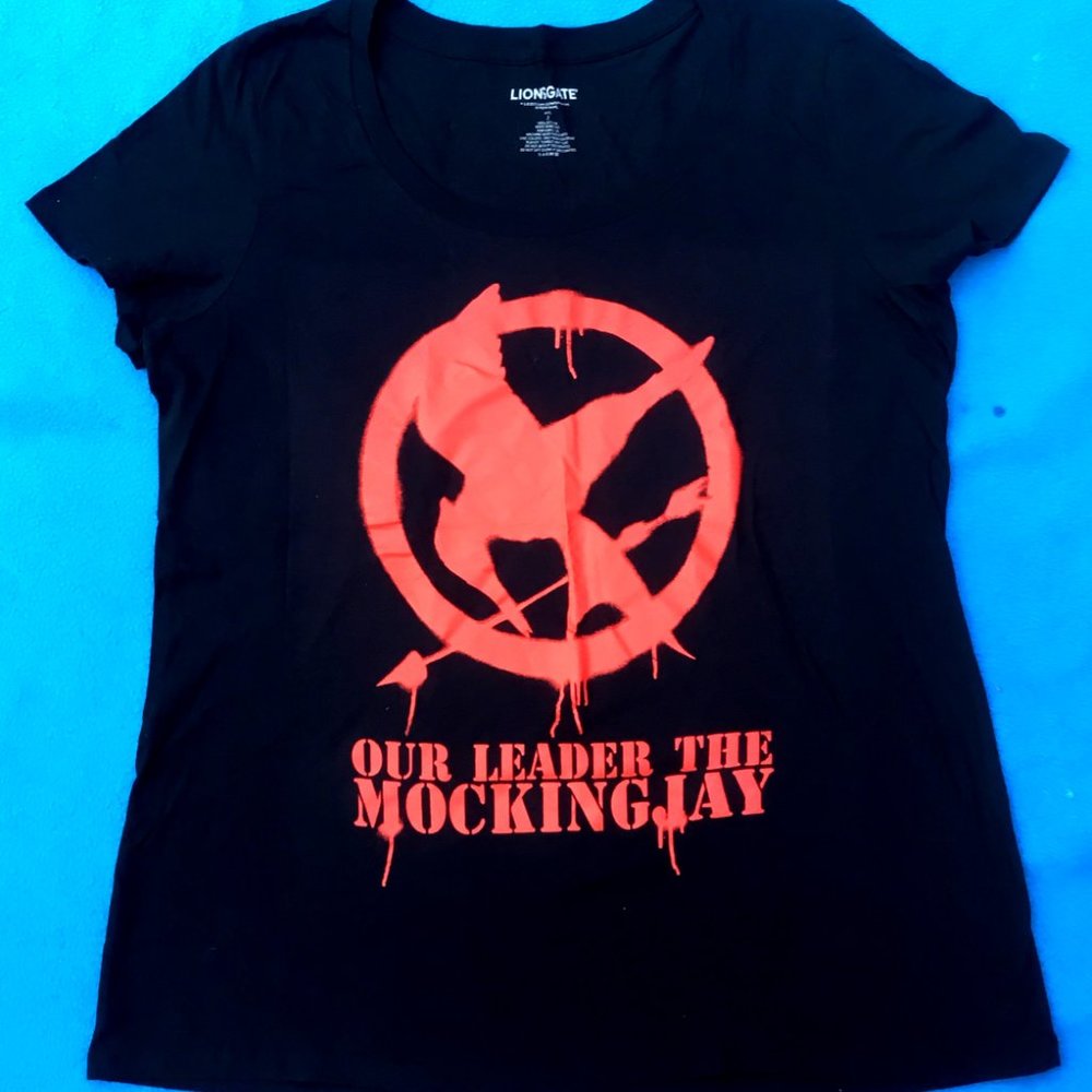 LIONSGATE  Men's Printed T-Shirt MOCKINGJAY Short Sleeve Cotton Blk 16 XL